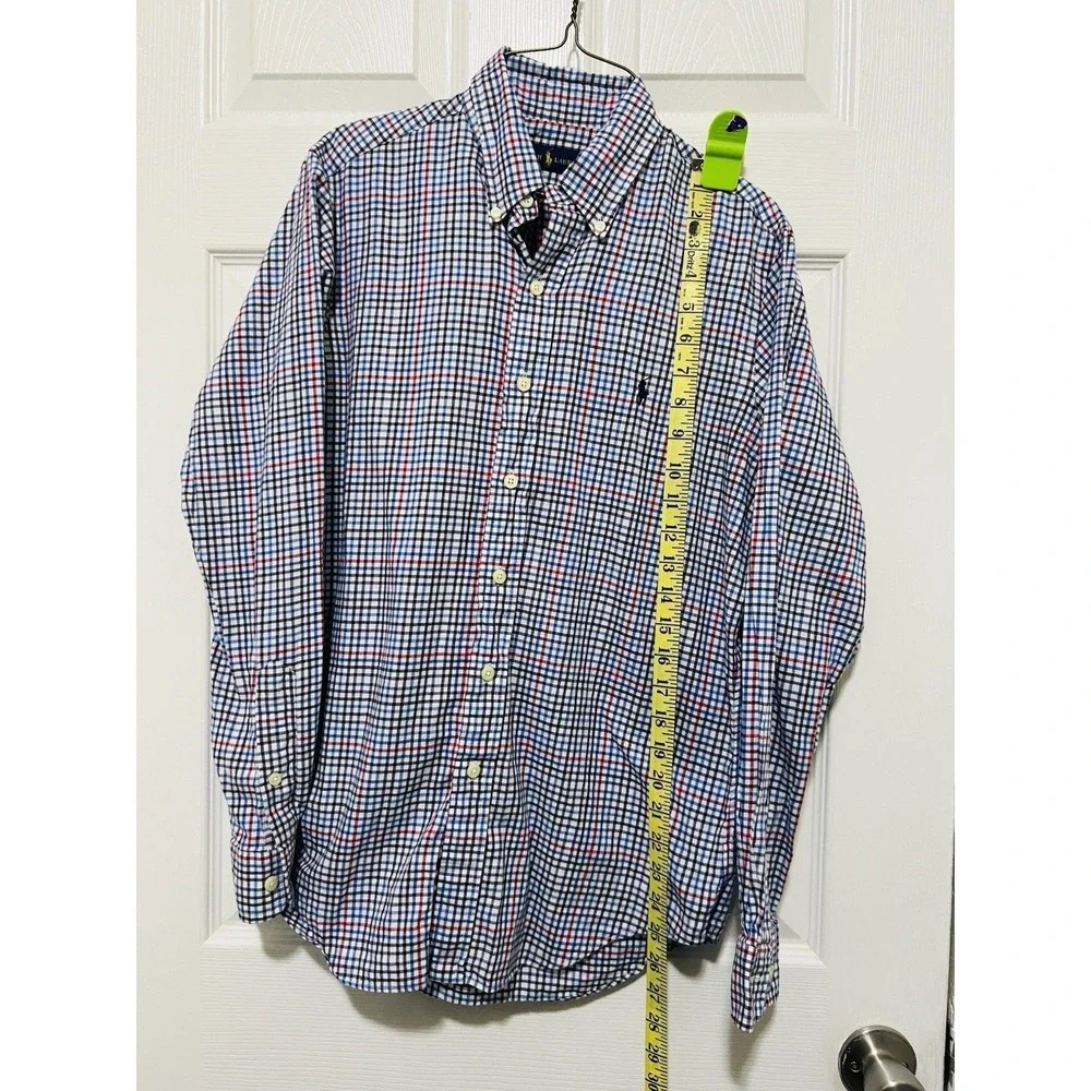 Polo Ralph Lauren Mens Size S Cotton Gingham Check Black/ Blue/ Red Dress Shirt